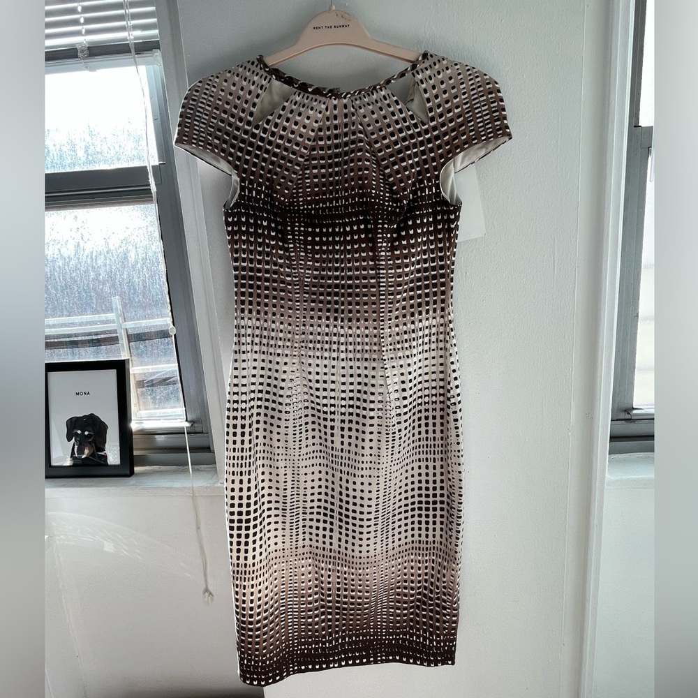 Gorgeous Lela Rose neutral patterned sheath.  Size 2.